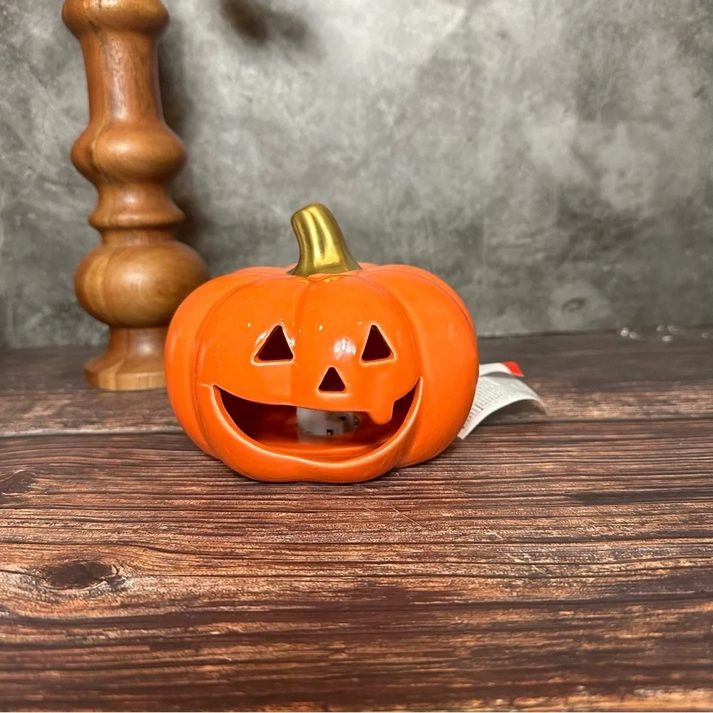 Set of 3 Target Bullseye Halloween 2022 Ceramic LED Light Up Pumpkins